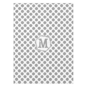 Personalized Monogram Gray Polka Dot Pattern Tablecloth