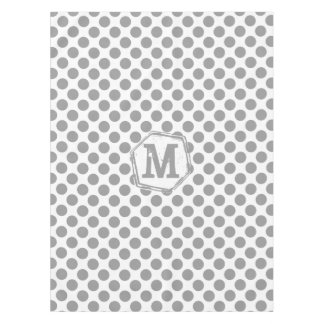 Personalized Monogram Gray Polka Dot Pattern Tablecloth