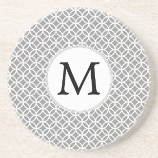 Personalized Monogram Gray rings pattern Drink Coaster