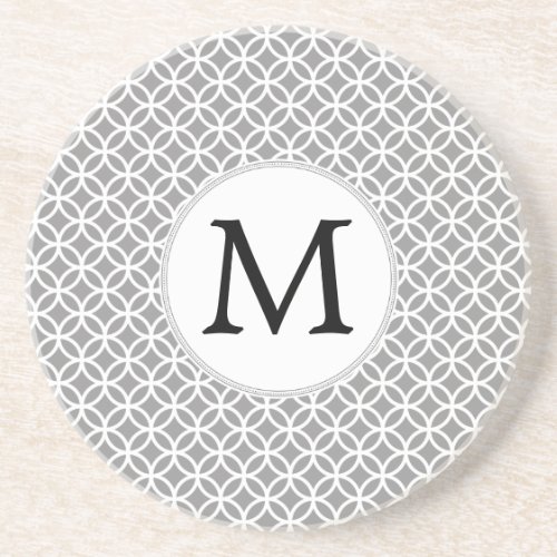 Personalized Monogram Gray rings pattern Drink Coaster