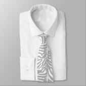 Personalized Monogram Gray Zebra Stripes pattern Neck Tie (Tied)