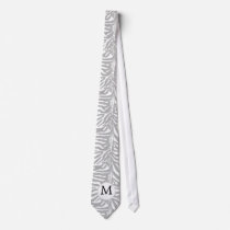 Personalized Monogram Gray Zebra Stripes pattern Neck Tie