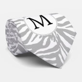 Personalized Monogram Gray Zebra Stripes pattern Neck Tie (Rolled)