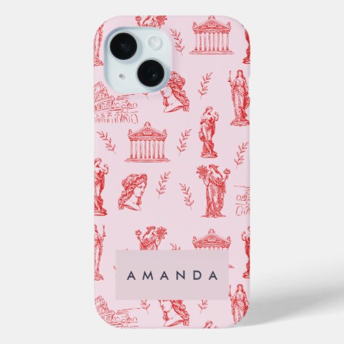 Personalized Monogram Greek Ancient Statue Gifts iPhone 15 Case