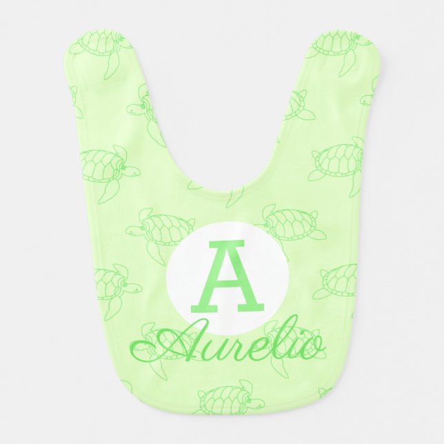 Personalized Monogram Green Baby Bib (Front)
