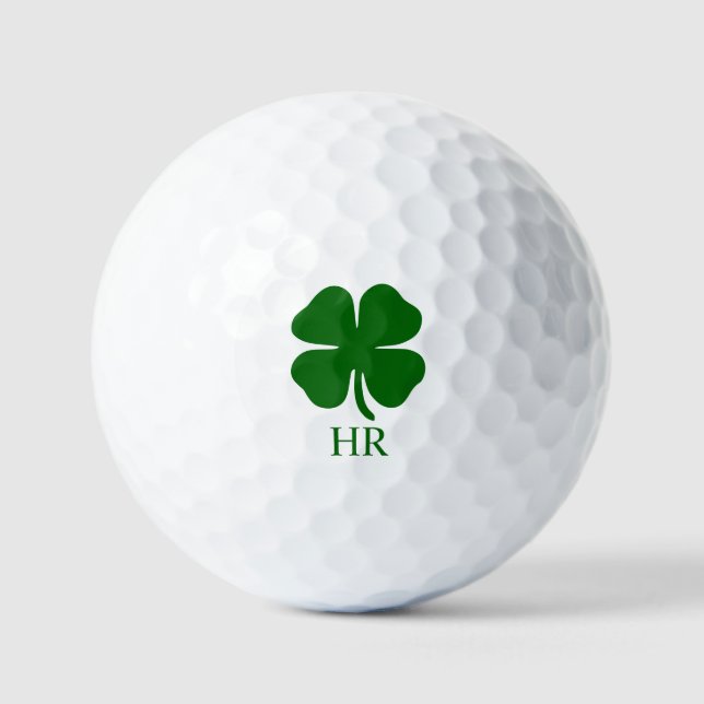 Personalized Monogram Green Clover Golf Balls (Front)