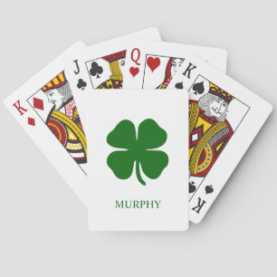 Personalized Monogram Green Clover Poker Cards
