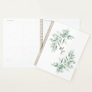 Personalized Monogram Green Foliage  Planner