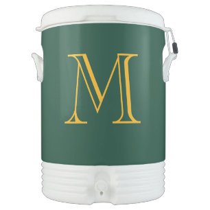 Personalized Monogram Green & Gold Sports Tailgate Beverage Cooler