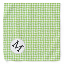 Personalized Monogram Green Houndstooth Pattern Bandana