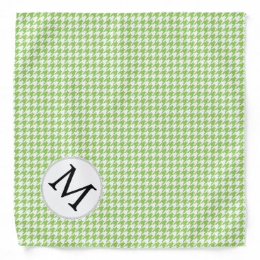 Personalized Monogram Green Houndstooth Pattern Bandana