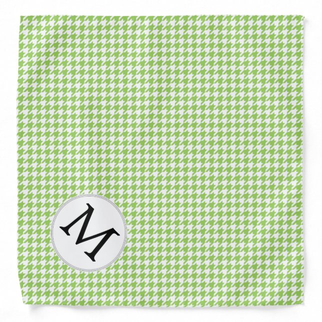 Personalized Monogram Green Houndstooth Pattern Bandana (Front)
