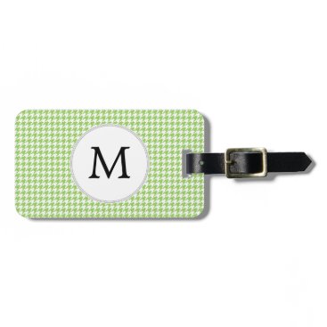 Personalized Monogram Green Houndstooth Pattern Luggage Tag