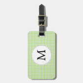 Personalized Monogram Green Houndstooth Pattern Luggage Tag (Front Vertical)