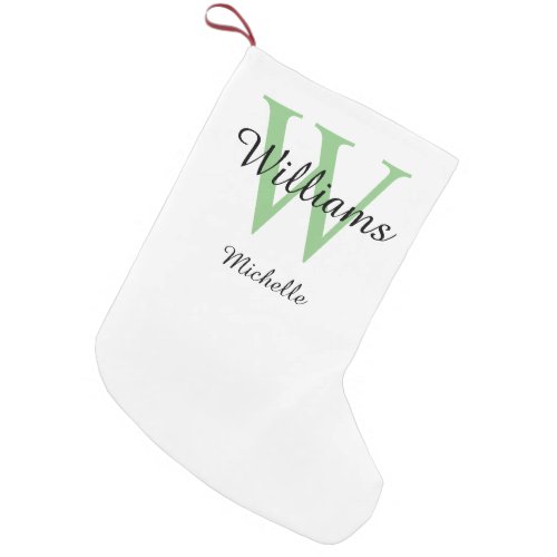 Personalized Monogram Green Small Christmas Stocking