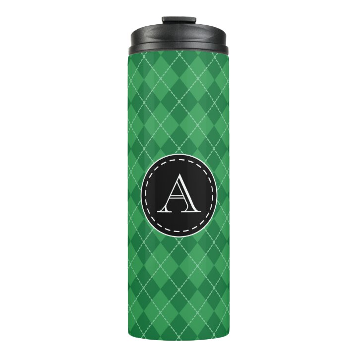 Personalized Monogram Green Travel Coffee Tumbler (Front)