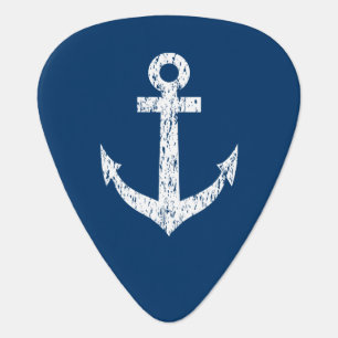 Personalized monogram guitar pick with boat anchor