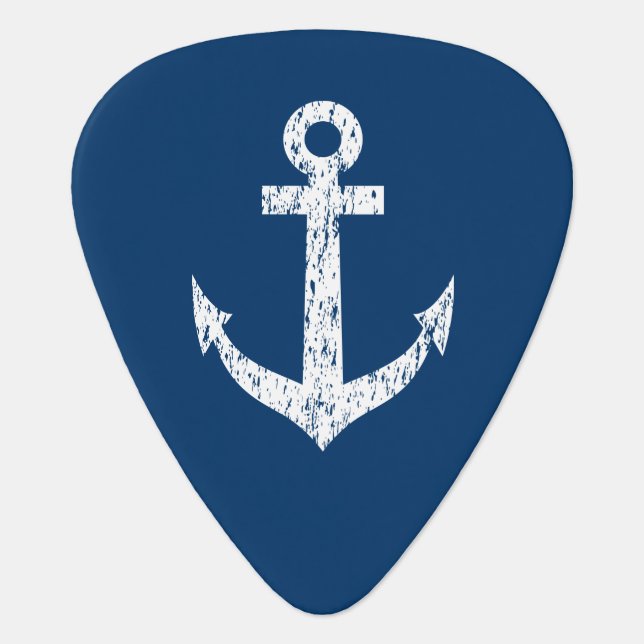 Personalized monogram guitar pick with boat anchor (Front)