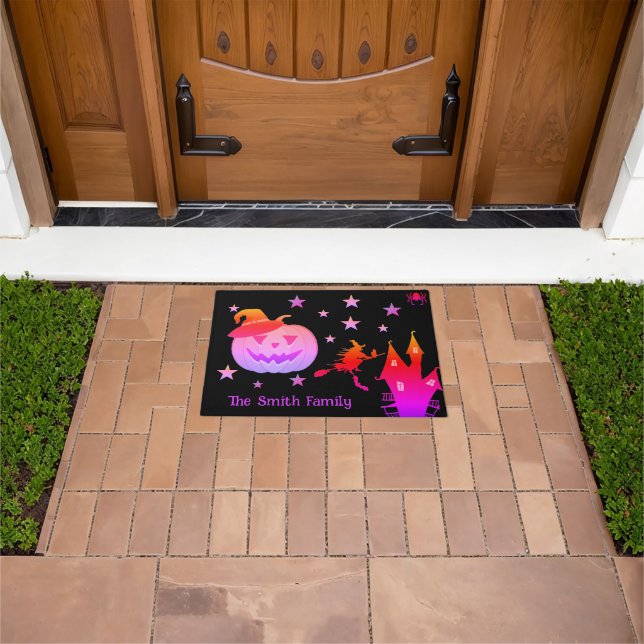 Personalized Monogram Halloween Pumpkin Face Doormat (Outdoor)