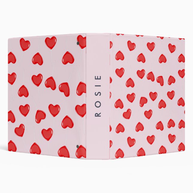 Personalized Monogram Heart Lolipop Valentines  3 Ring Binder (Background)