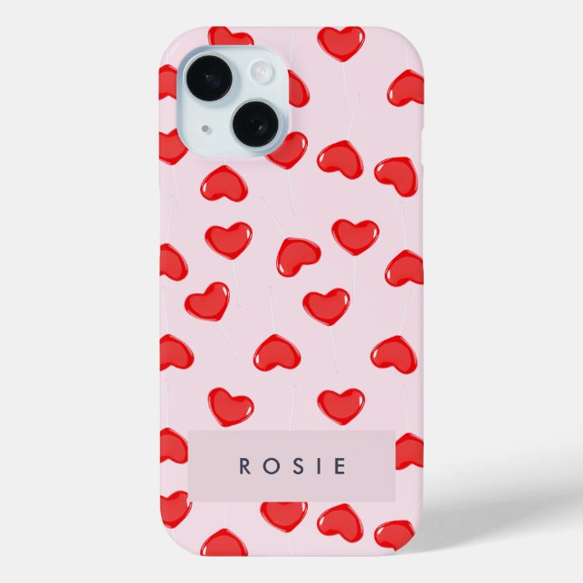 Personalized Monogram Heart Lolipop Valentines Case-Mate iPhone Case (Back)