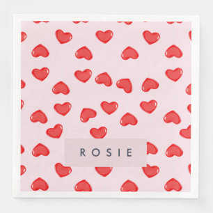Personalized Monogram Heart Lolipop Valentines Paper Dinner Napkins
