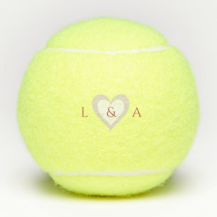 Personalized Monogram Heart Two Initials Tennis Balls