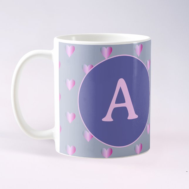 Personalized Monogram Hearts Lilac Coffee Mug (Creator Uploaded)