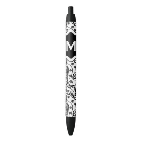 Personalized Monogram Hearts Love Doodle Pattern Black Ink Pen