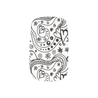 Personalized Monogram Hearts Love Doodle Pattern Minx Nail Wraps