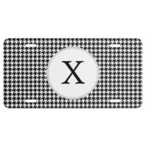 Personalized Monogram Houndstooth Pattern in Black License Plate