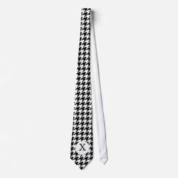 Personalized Monogram Houndstooth Pattern In Black Tie by MonogramBoutique at Zazzle