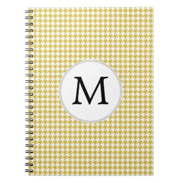 Personalized Monogram Houndstooth pattern Yellow Notebook