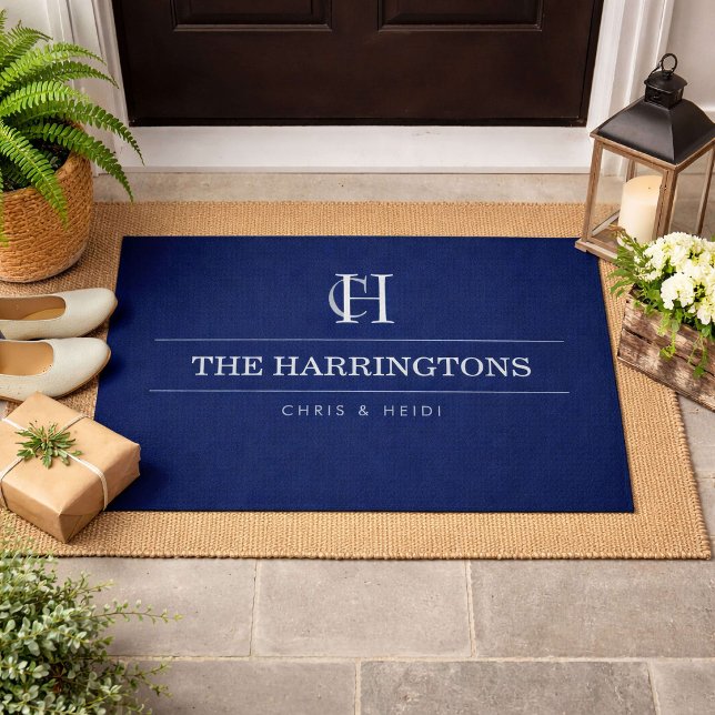 Personalized Monogram Housewarming Gift Navy Blue Doormat (Creator Uploaded)