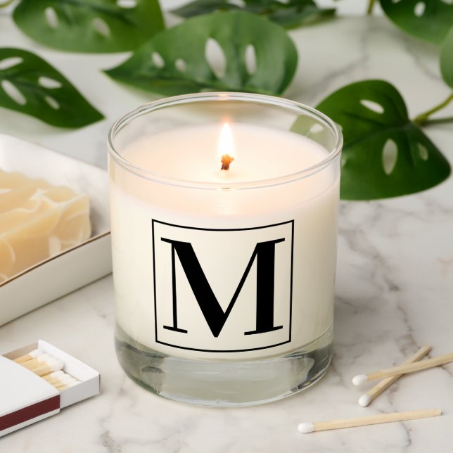 Personalized Monogram Initial | Black Scented Candle (Lit)