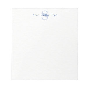 Personalized Monogram Initial Custom Notepad Blue