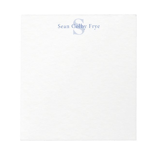 Personalized Monogram Initial Custom Notepad Blue (Front)