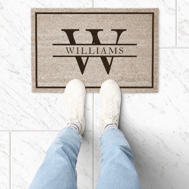 Personalized Monogram Initial & Family Name Fiber Doormat (Insitu)
