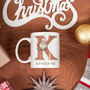 Personalized Monogram Initial K Christmas Santa  Coffee Mug