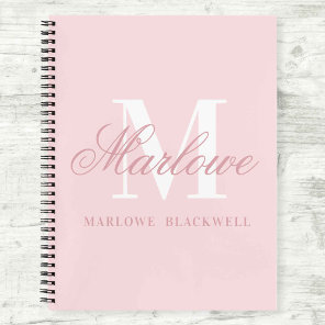 Personalized Monogram Initial Letter Blush Pink Notebook