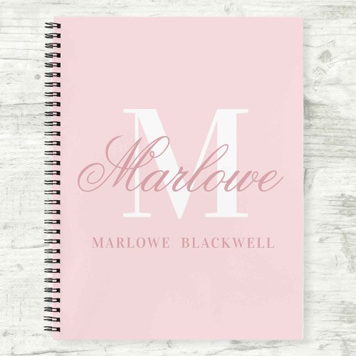 Personalized Monogram Initial Letter Blush Pink Notebook