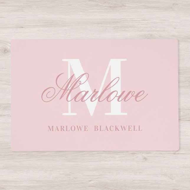 Personalized Monogram Initial Letter Blush Pink Placemat (Creator Uploaded)
