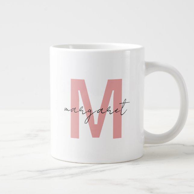 Personalized Monogram Initial Letters Name Giant Coffee Mug (Right)