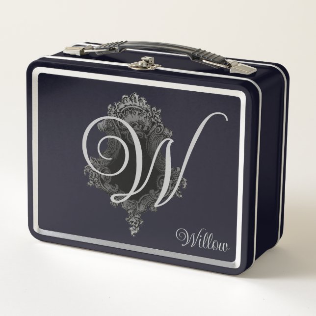 Personalized Monogram Initial  Metal Lunch Box (Front)