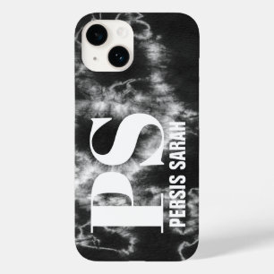Personalized Monogram Initial Name Black Tie Dye Case-Mate iPhone 14 Case