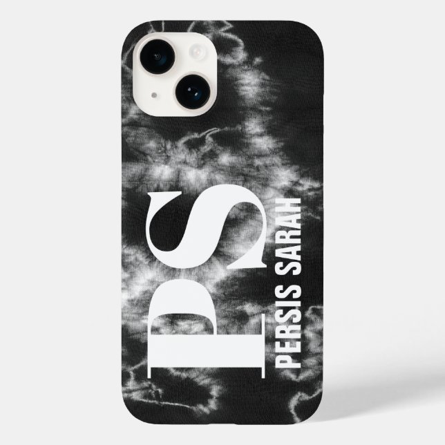 Personalized Monogram Initial Name Black Tie Dye Case-Mate iPhone Case (Back)
