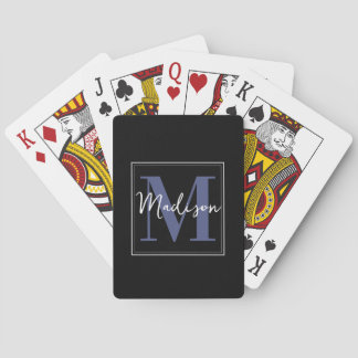 Personalized Monogram Initial & Name | Blue Black  Poker Cards