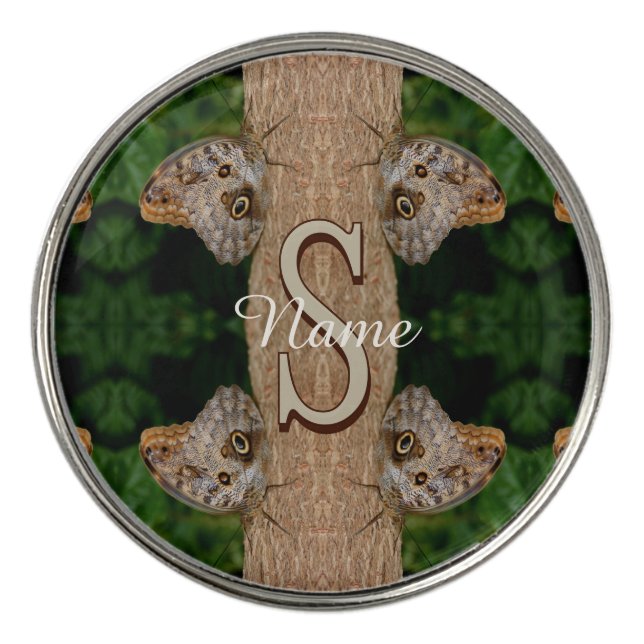 Personalized Monogram Initial Name Butterfly Art Golf Ball Marker (Front)
