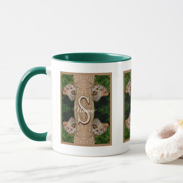 Personalized Monogram Initial Name Butterfly Art Mug (With Donut)