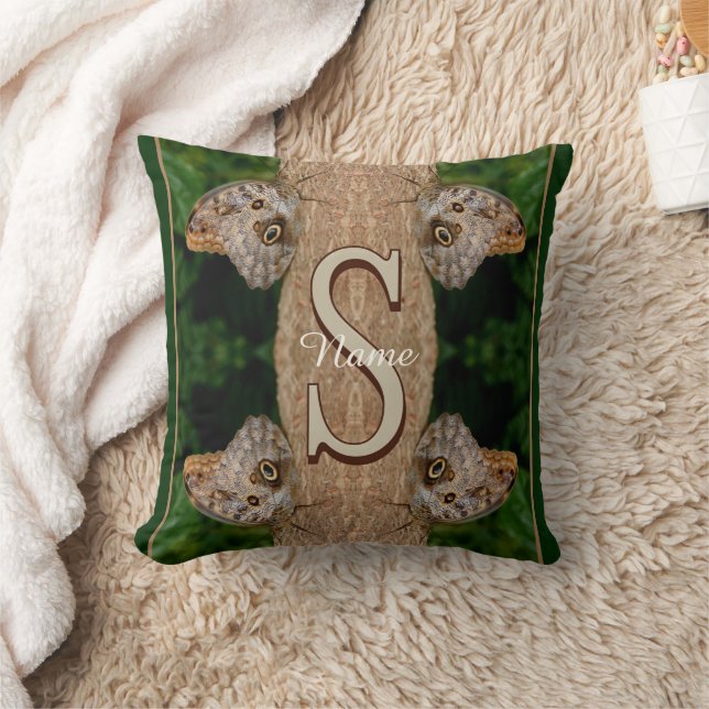 Personalized Monogram Initial Name Butterfly Art Throw Pillow (Blanket)